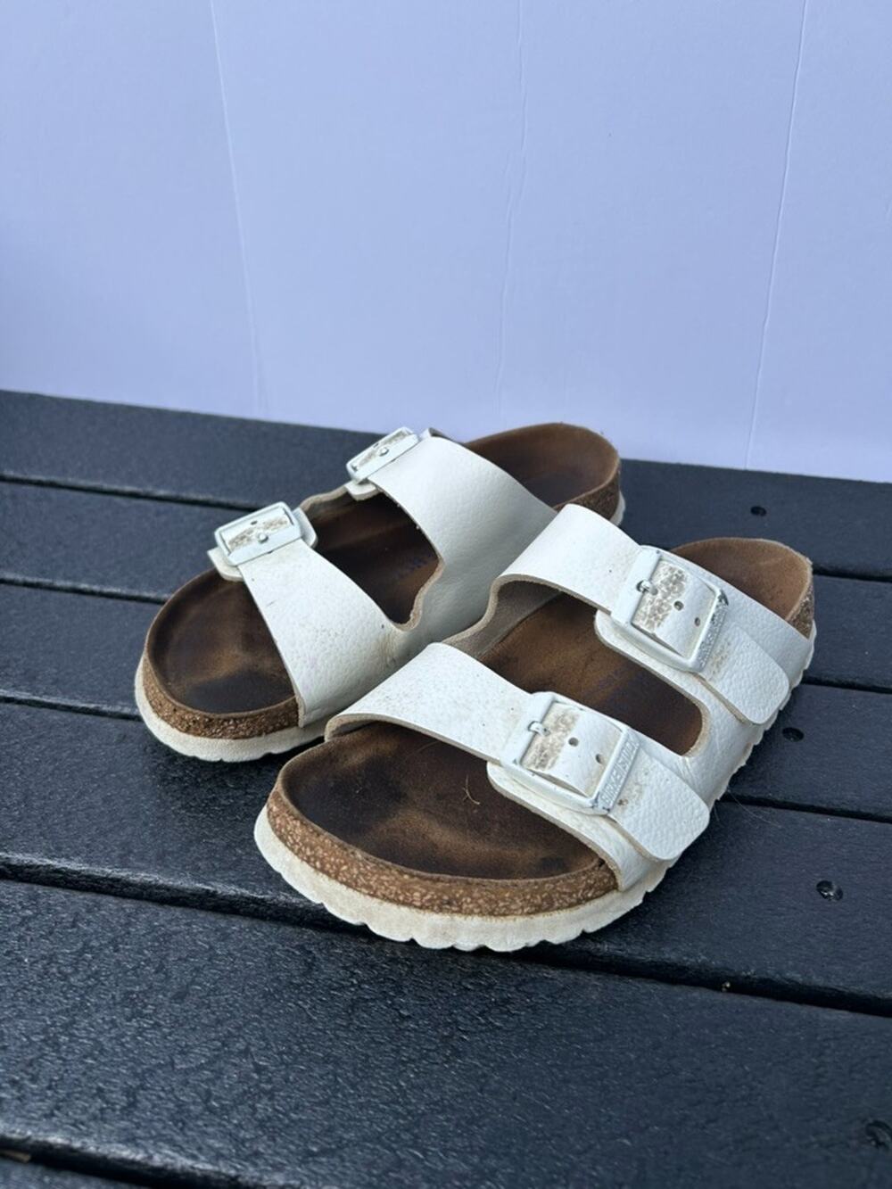 Birkenstock Arizona White Leather Double Strap Sandals Women’s Size 6